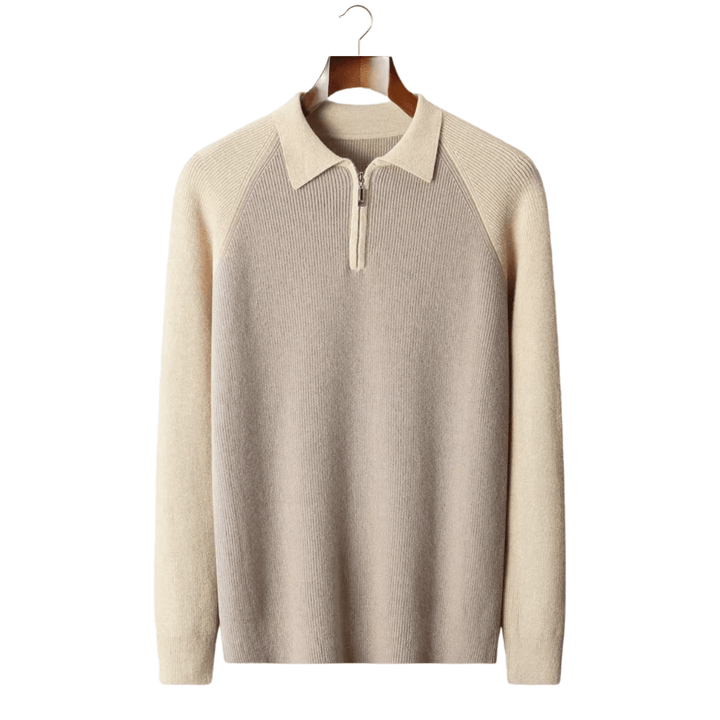 TWO TONE ZIPPER SWEATER POLO