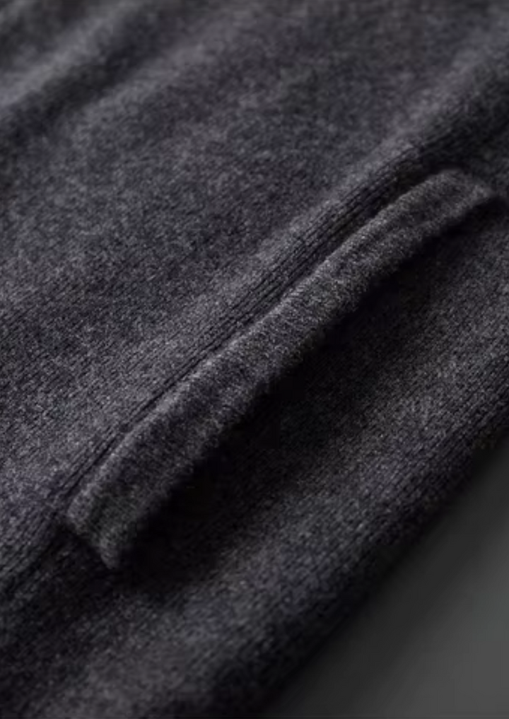 WOOL RIBBED POLO CARDIGAN