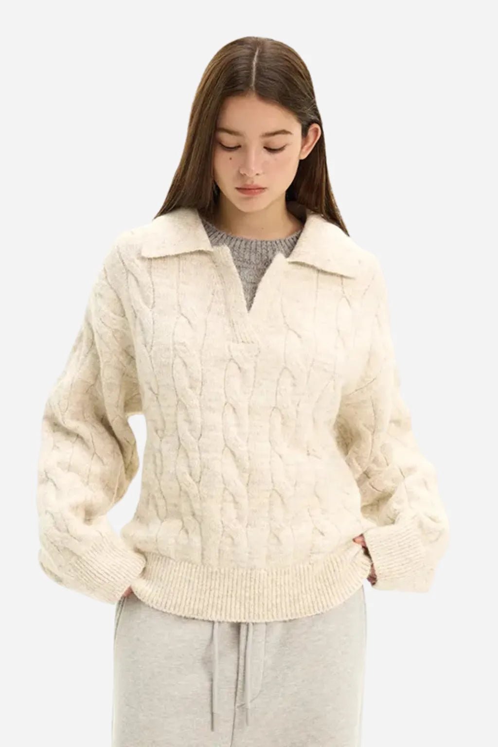 The Oslo Knit Polo – Premium Cable Sweater