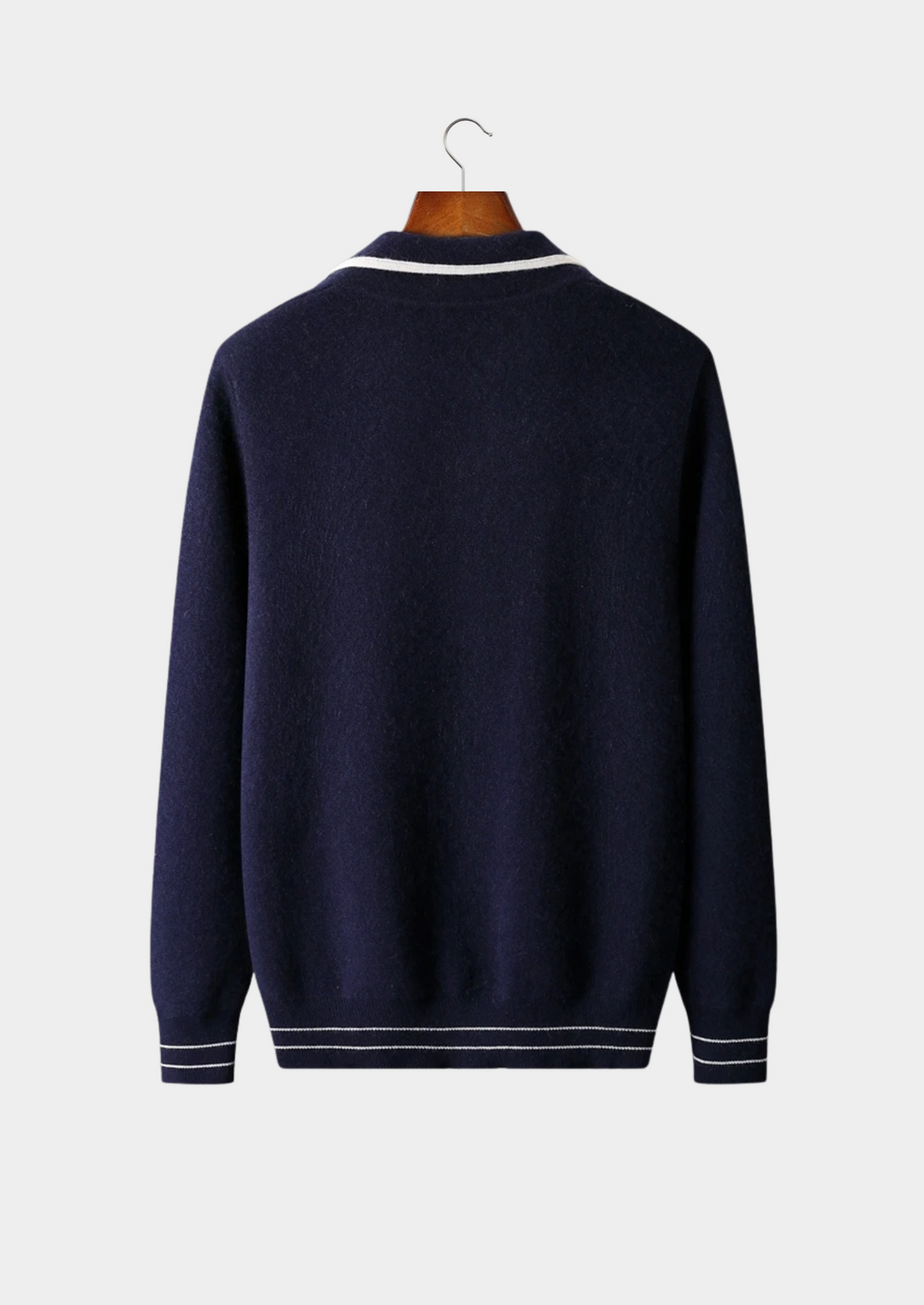 WOOL TWO-TONE POLO CARDIGAN