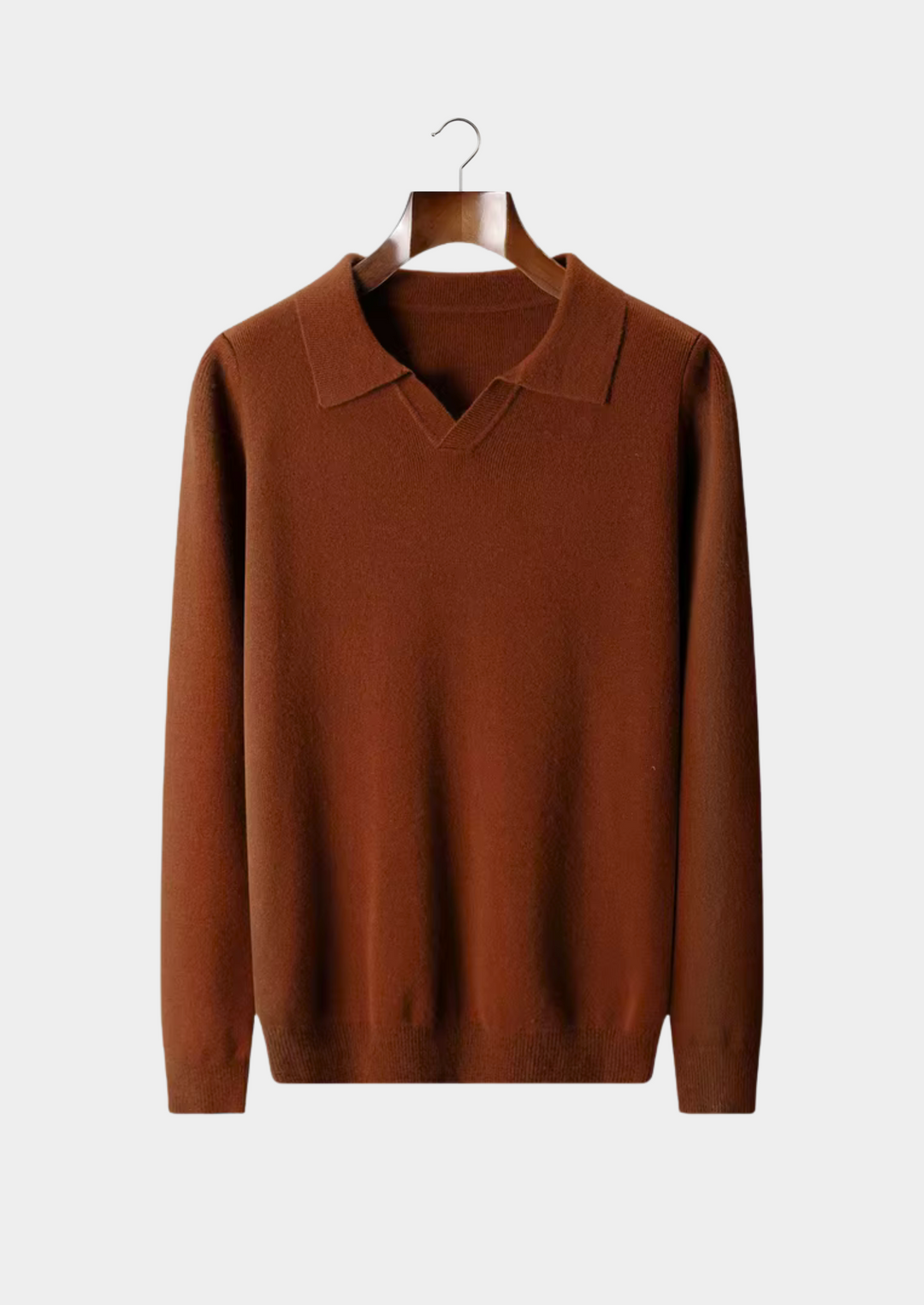 WOOL RIBBED BUTTONLESS POLO