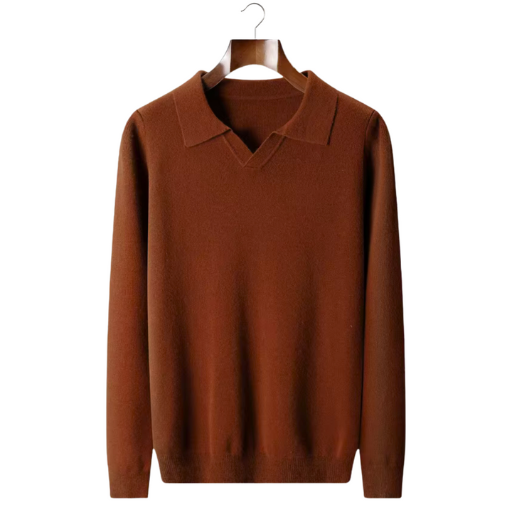 WOOL RIBBED BUTTONLESS POLO