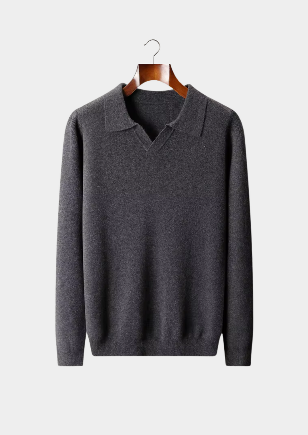 WOOL RIBBED BUTTONLESS POLO