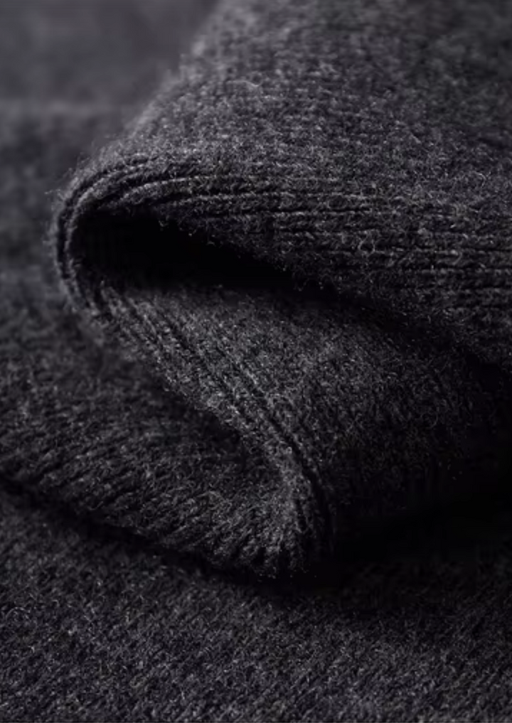 WOOL RIBBED POLO CARDIGAN